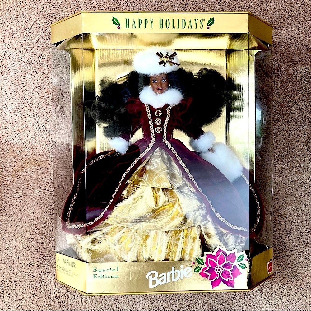 NWT Barbie Holiday Christmas 1996 Happy Holidays African American Barbie
